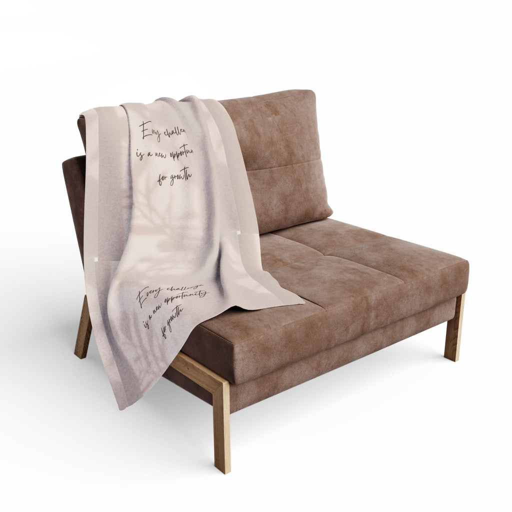Cozy Inspirational Fleece Blanket - Every Challenge is an Opportunity Gift, Decorative Throw, Home Comfort, Motivational Decor Printify