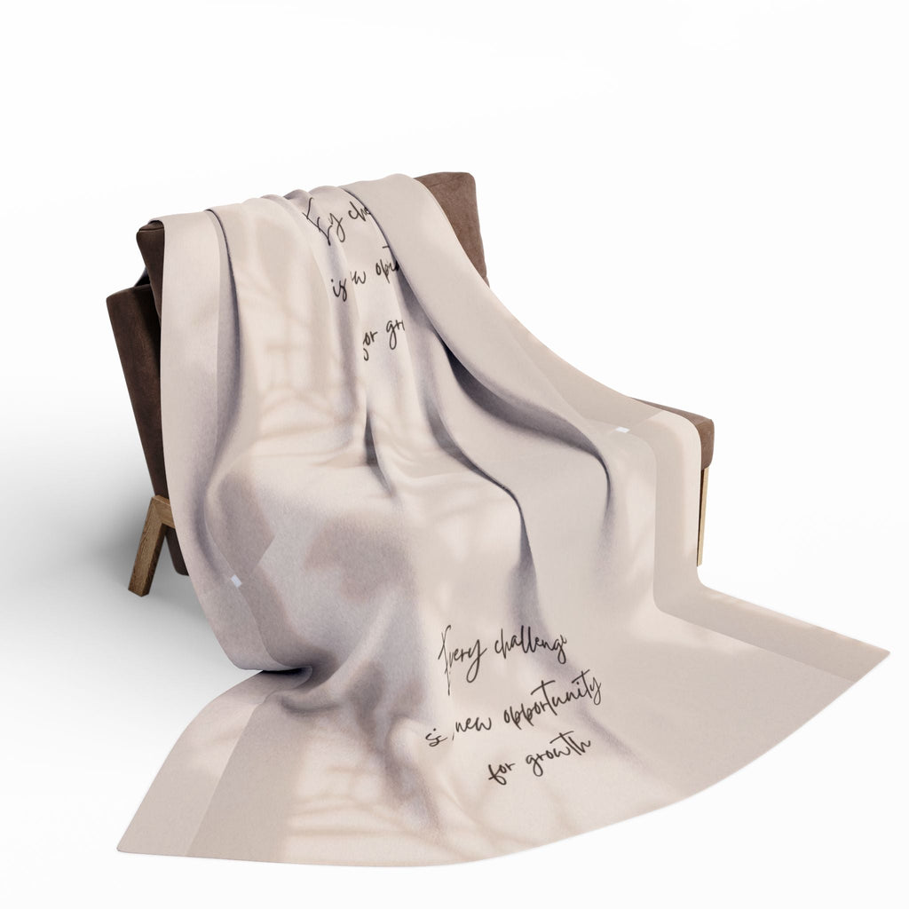 Cozy Inspirational Fleece Blanket - Every Challenge is an Opportunity Gift, Decorative Throw, Home Comfort, Motivational Decor Printify